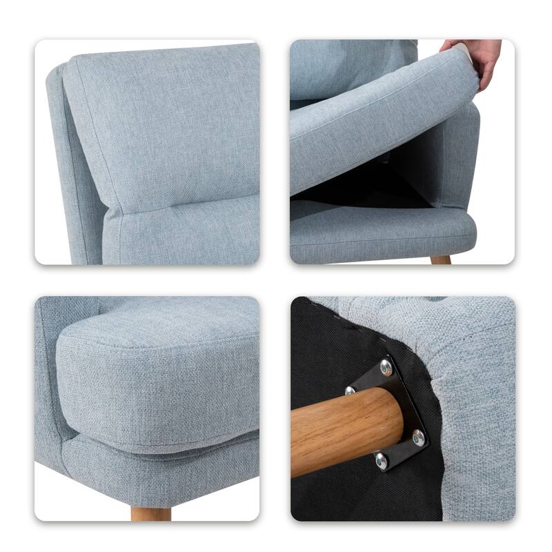 Modern Lounge Chair with Ottoman Set, Wood Legs and Adjustable Backrest