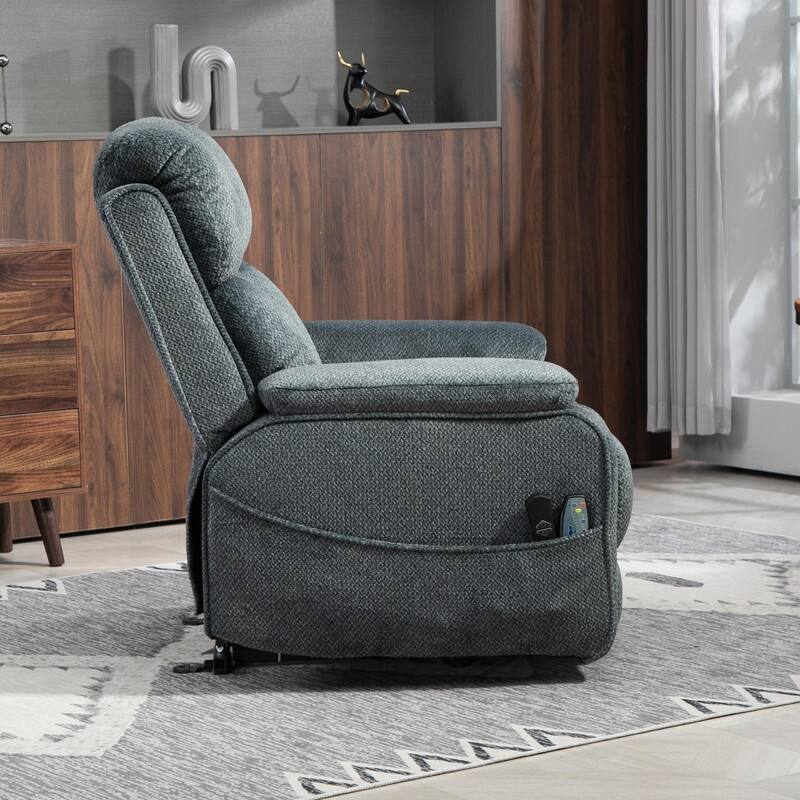 Power Lift Recliner with Extended Footrest,Overstuffed Chenille Dual Motor Recliners with Heat/Message,USB Type C Charging