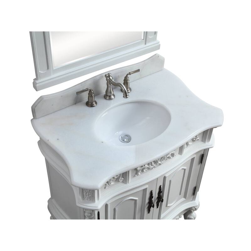 33" Unique Classic Benson Bathroom Sink Vanity - White