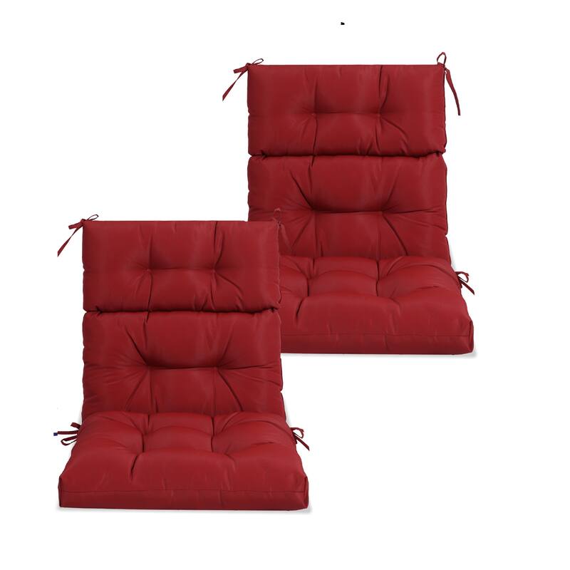 2 Pcs Set High Back Patio Chair Cushions,Tufted Rocking Chair Cushions,Cushions For Garden Porch Home Office Chair Use - Red