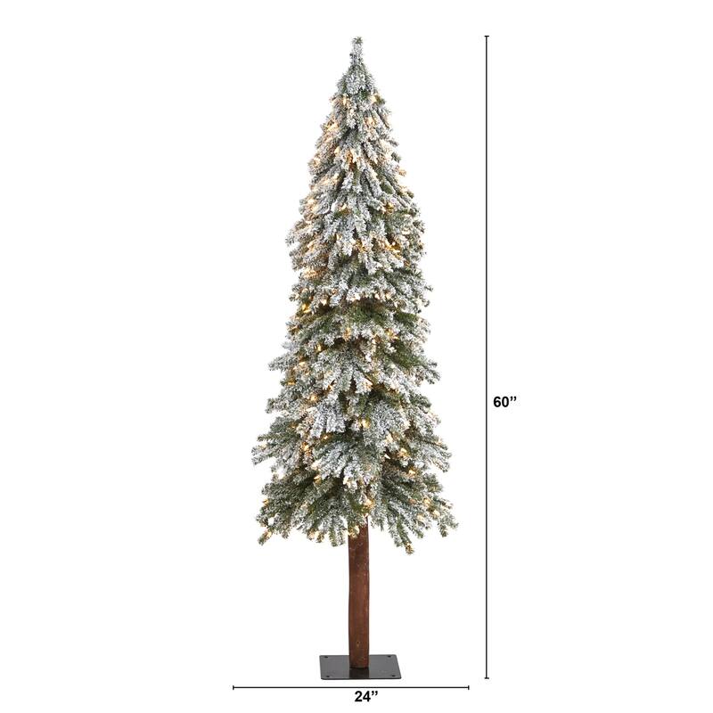 6Ft Artificial Christmas Tree with Lights - Slim Alpine Holiday Decor, Bendable Branches - Green - 72