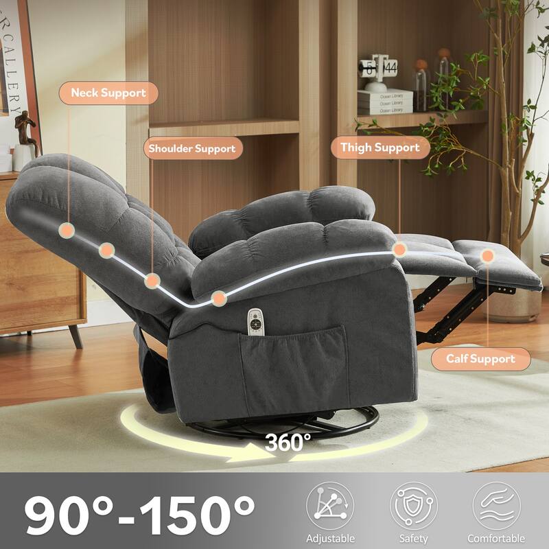 Massage Recliner Chair with Vibration and Lumbar Heating 350LB Capacity Swivel Rocker