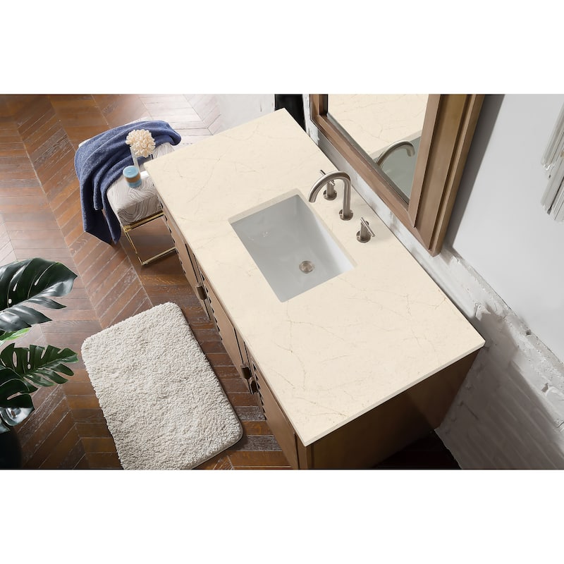 James Martin Vanities Portland 48" Single Vanity, Whitewashed Walnut - Eternal Marfil Quartz