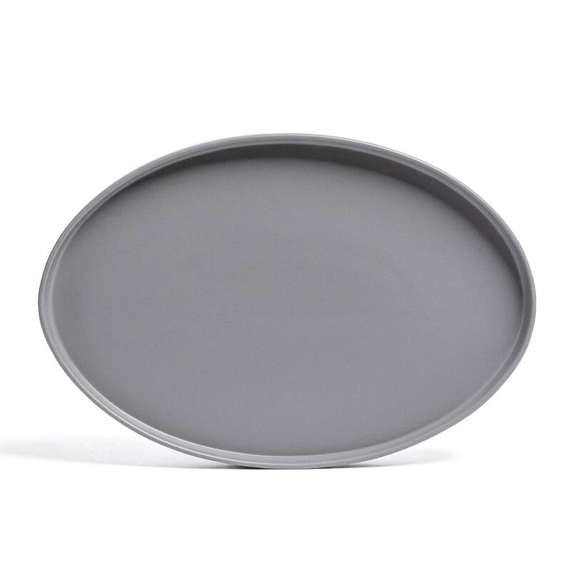 over&back Stackable Semi-Matte Stoneware Oval Serving Platter - Charcoal