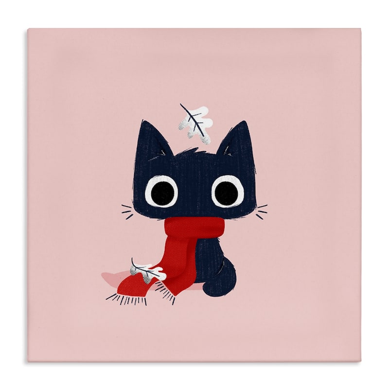 Stupell Little Kitten in Scarf Canvas Wall Art Design By Sarah Hickman - 17 x 17