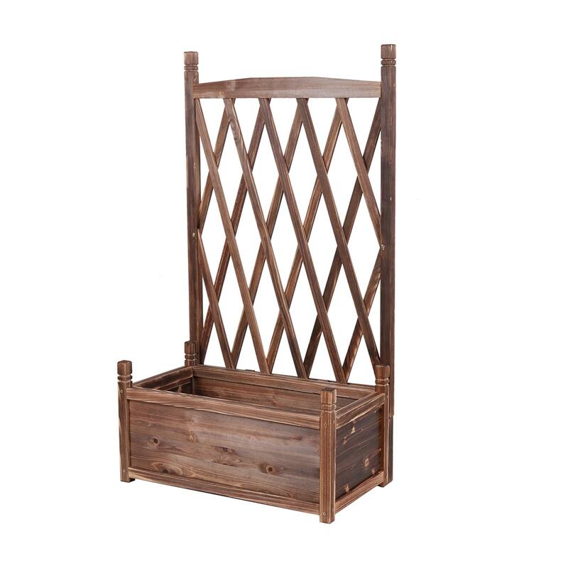 Solid Wood Planter Box with Trellis Weather-Resistant Outdoor - 25.2x14.4x45.2 inch