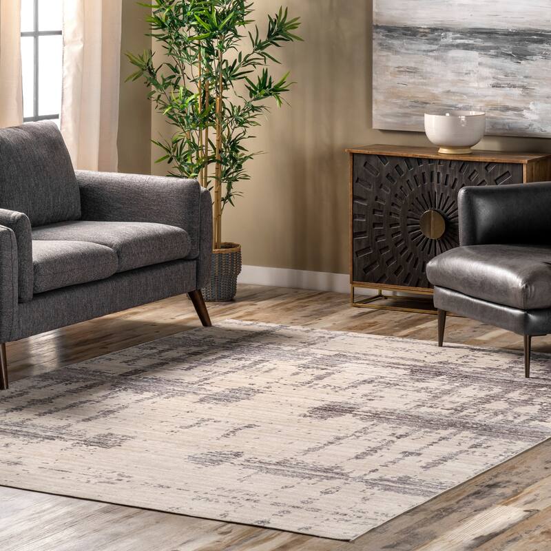 Nuloom Ariana SpinClean Machine Washable Abstract Area Rug - 4' x 6' - Grey - Rectangle