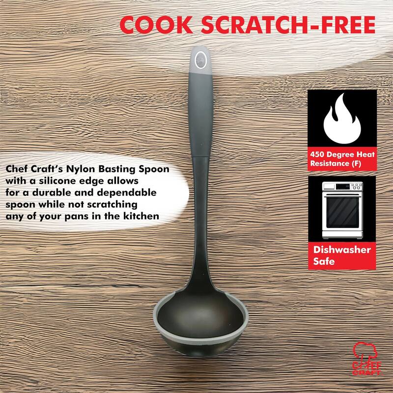 Chef Craft 12-inch Nylon Serving Ladle with Silicone Edge
