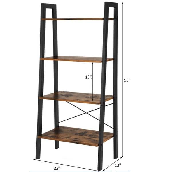 Hobaa 5 Tier Modern Ladder Bookshelf Organizers, Metal Frame Bookshelf ...