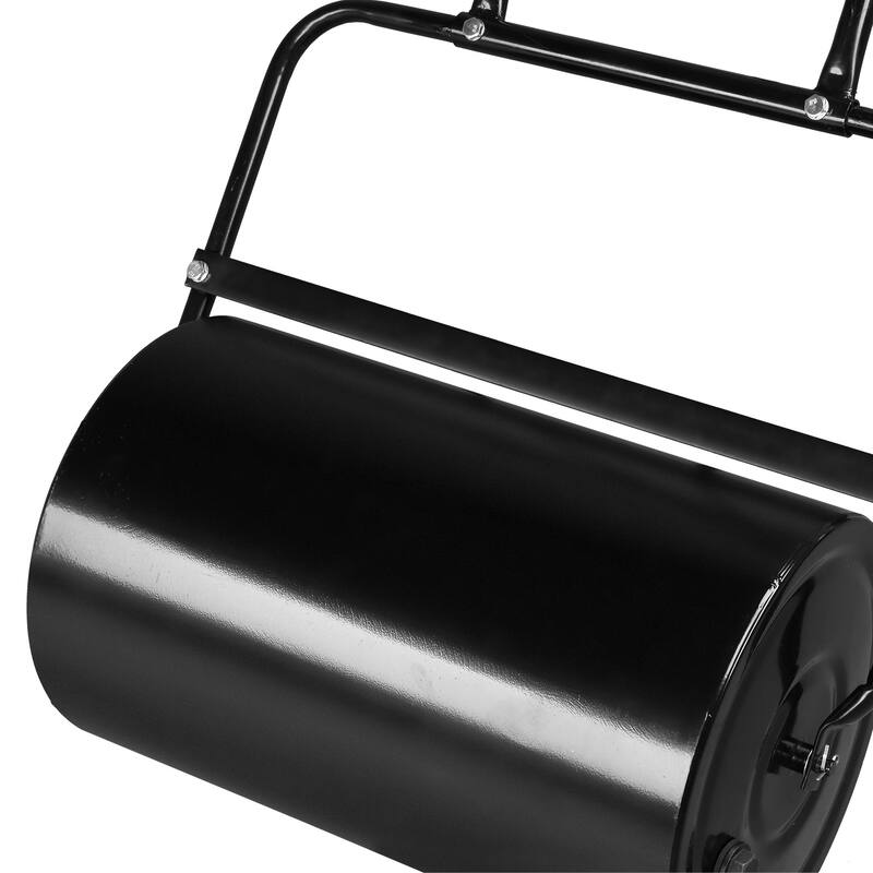 Black 10 Gallon Steel Lawn Roller with U-Handle for Even Grass and Sod Flattening - (19 x 12.6 x 43)" (L x D x H)