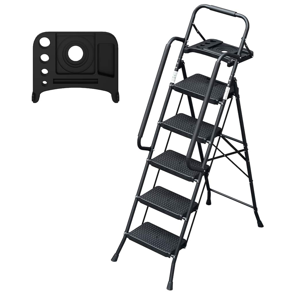 5-Step Folding Ladder with Handrails