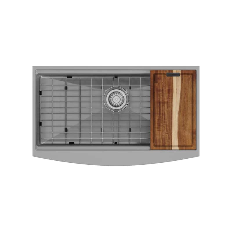Santa Cruz Apron-Front Farmhouse Single Bowl 31 in. Workstation Sink with Accessories