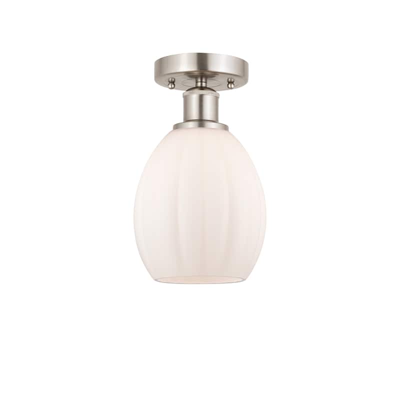 Innovations Lighting Eaton - 1 Light 6" Semi-Flush Mount - Matte White/Brushed Satin Nickel