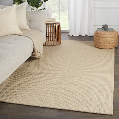 Cadwy Natural Solid Beige Area Rug