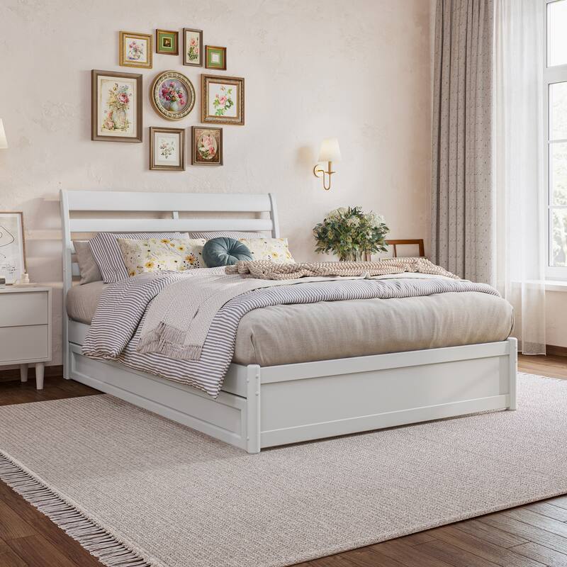 Emelie Platform Bed with Panel Footboard and Twin Trundle