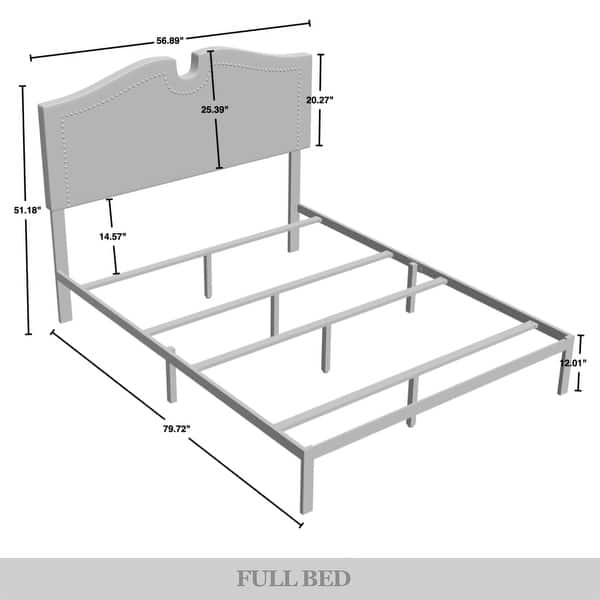 dimension image slide 2 of 4, CraftPorch Modern Linen Nailhead Curvaceous Upholstered Bed