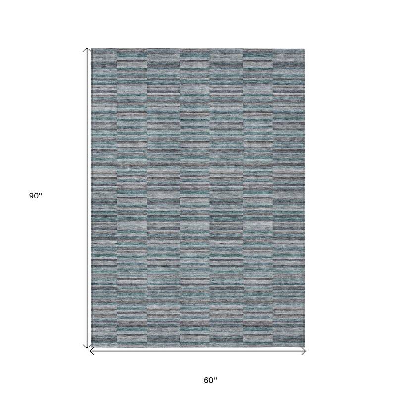 HomeRoots Striped Transitional Rectangle Outdoor Rug