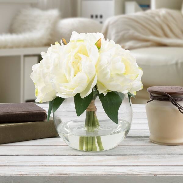 Shop Faux Rose Floral Table Decor Centerpiece Glass Vase