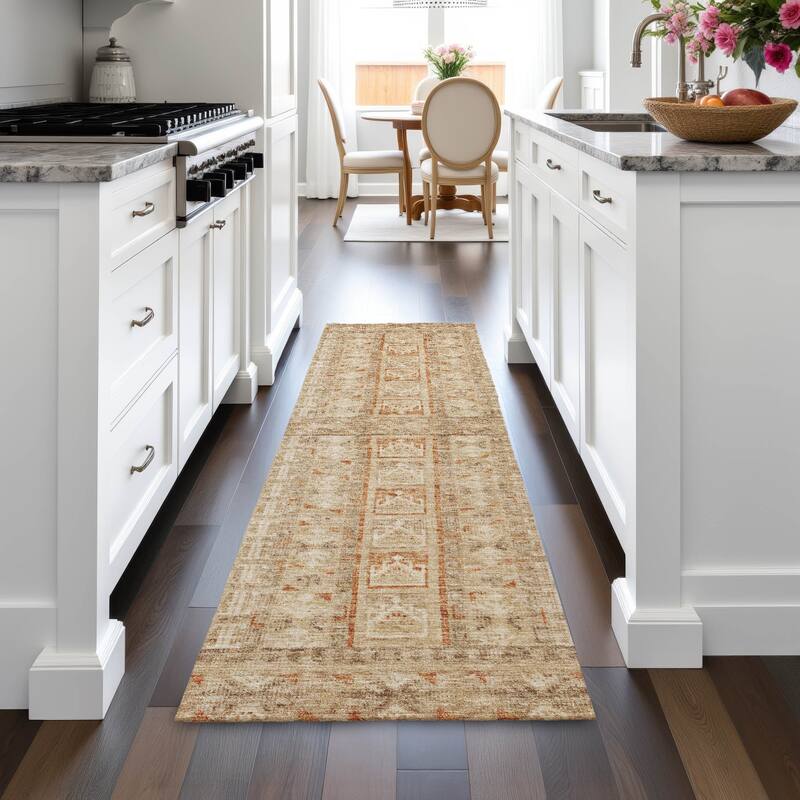 Machine Washable Indoor/Outdoor Global Traditional Chantille Rug