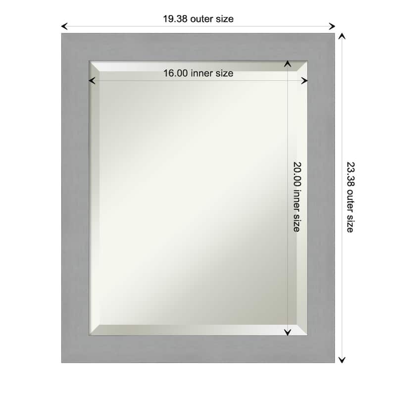 Beveled Wall Mirror - Brushed Nickel Frame - 19.5 x 23.5-inch - Brushed Nickel