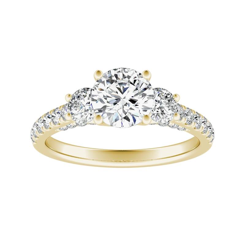 Auriya 14k Gold Round 3-stone Diamond Engagement Ring1 3/8ctw (G-H, VS1-VS2) - 7 - Yellow