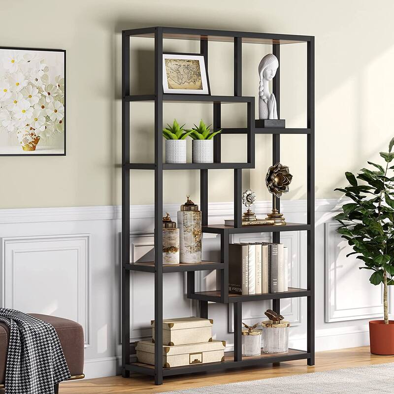 8 Shelves Bookshelf, Ladder Corner Bookcase, 4-Tier Display Shelf Storage Organizer for Home Office
