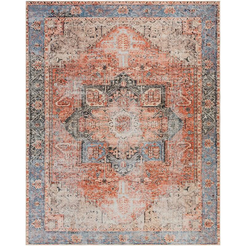 Livabliss Zakariya Vintage Medallion Machine Washable Area Rug