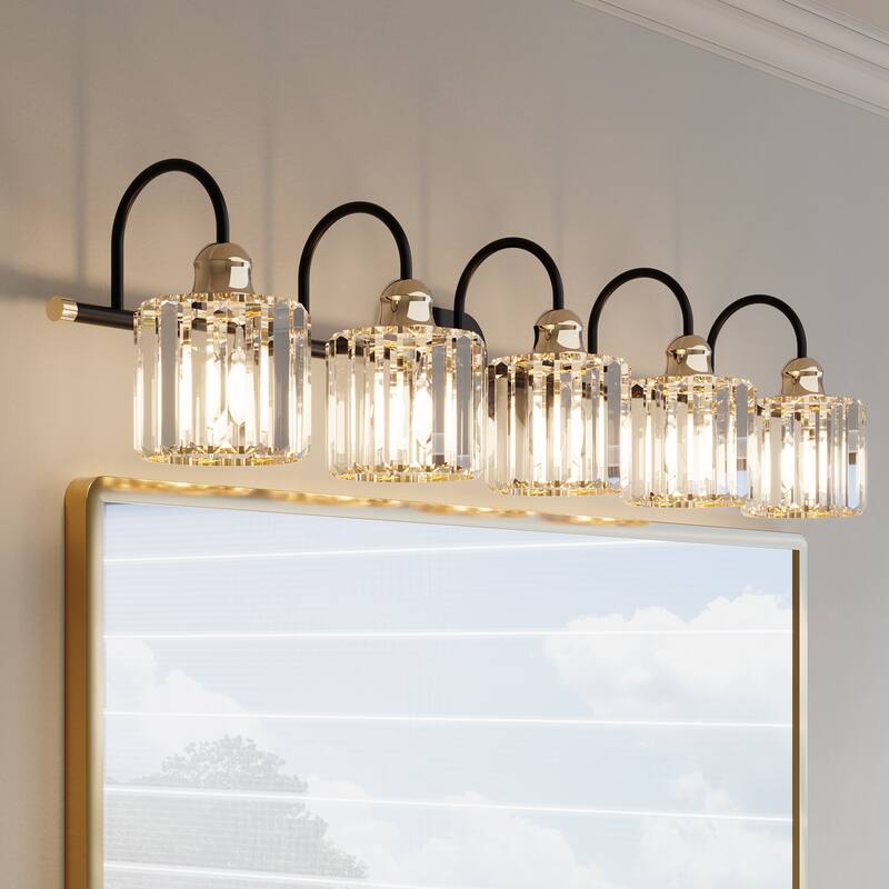 ExBrite Modern Rose Gold Dimmable Bathroom Crystal Vanity Lights