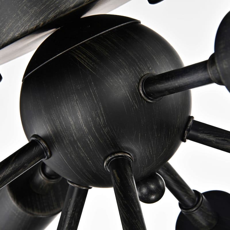 Lorena Sputnik Antique Black 8-Light Industrial Flush Mount