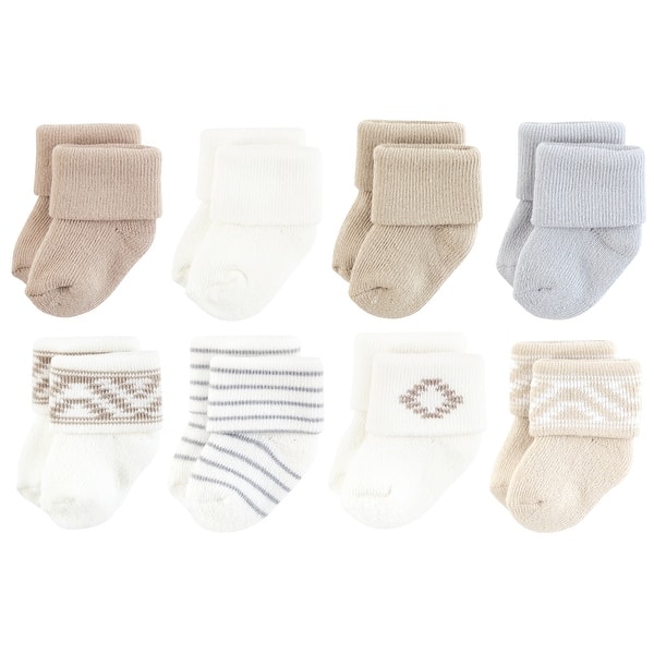 slide 1 of 1, Hudson Baby Cotton Rich Newborn and Terry Socks, Cream 0-6 Months - Tribal Cream