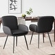 preview thumbnail 1 of 7, Modern minimalist dining chair faux leather upholstery with metal legs Black - Set of 2
