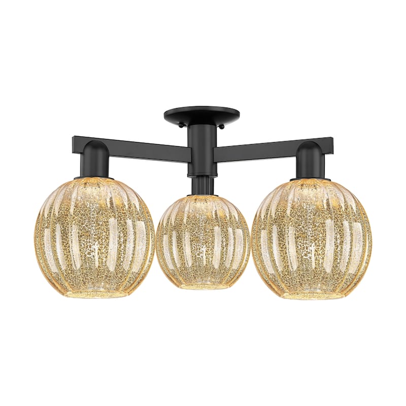 Innovations Lighting 716-3F-12-25 Preston Semi-Flush Preston 3 Light - Matte Black / Mercury