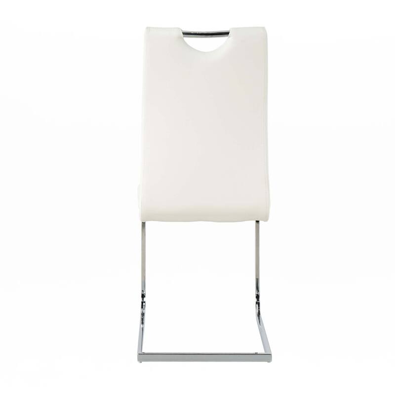 PU Dining Chair Living Room Chair with Silver Leg(Set of 4)