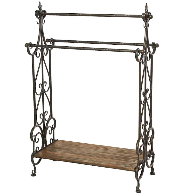 Black Wood Scroll Quilt Rack
