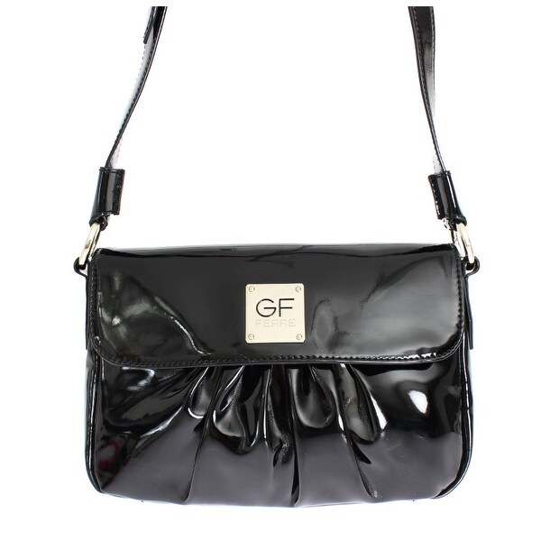 Gf Ferre Black Patent Shoulder Bag Free Shipping Today Gf Ferre Black Patent Shoulder Bag