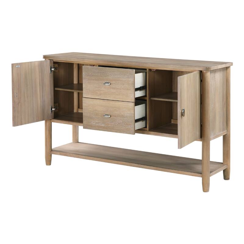 Rinie Sideboard Buffet Console, 2 Drawer and Cabinets, Brown