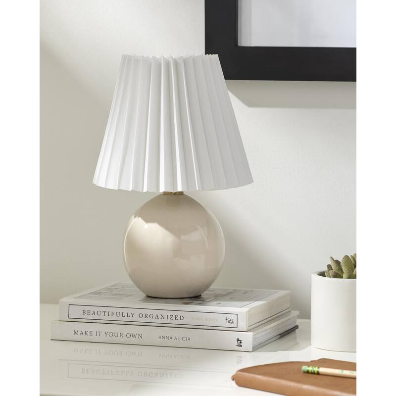 Livabliss Ferez Modern & Contemporary Accent Table Lamp - 12"H x 8"W x 8"D - Ivory