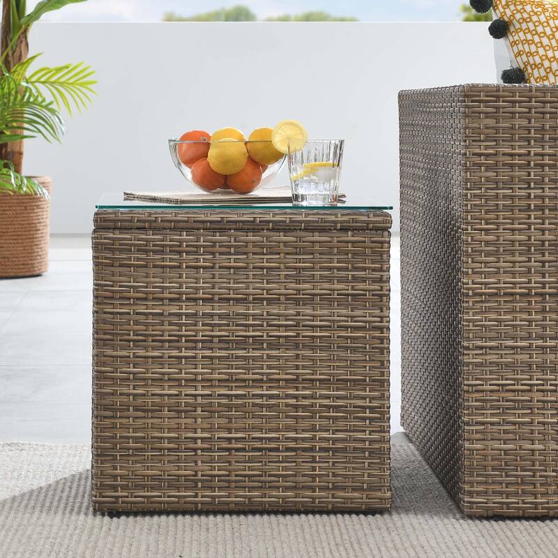 Convene Outdoor Patio Side Table - Brown