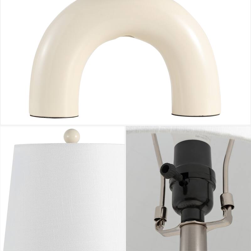 Zadie 17.75" Scandinavian Minimalist Ceramic Arch LED Table Lamp (Set of 2), by JONATHAN Y