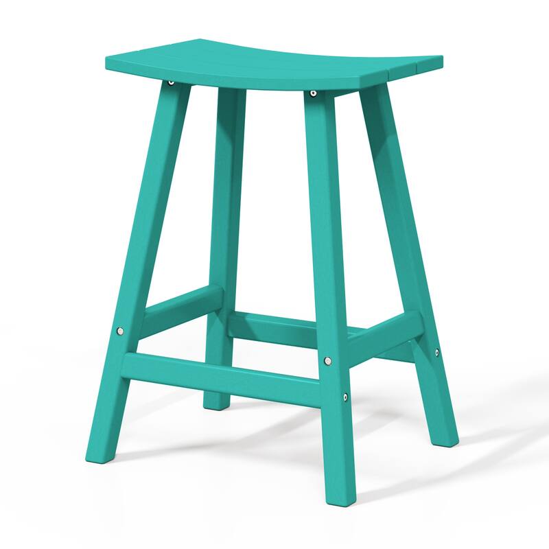 Laguna Hdpe All Weather Outdoor Patio 24" Saddle Seat Counter Stool (Set Of 2)