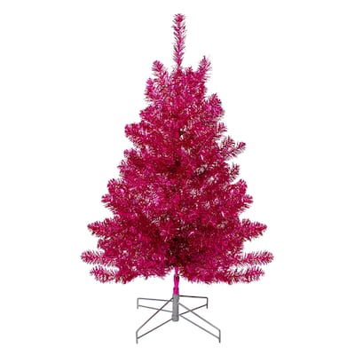 3' Metallic Pink Tinsel Artificial Christmas Tree - Unlit