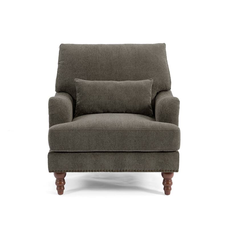 2 Piece Mid-Century Modern Oversized Accent Armchair Upholstered Chair