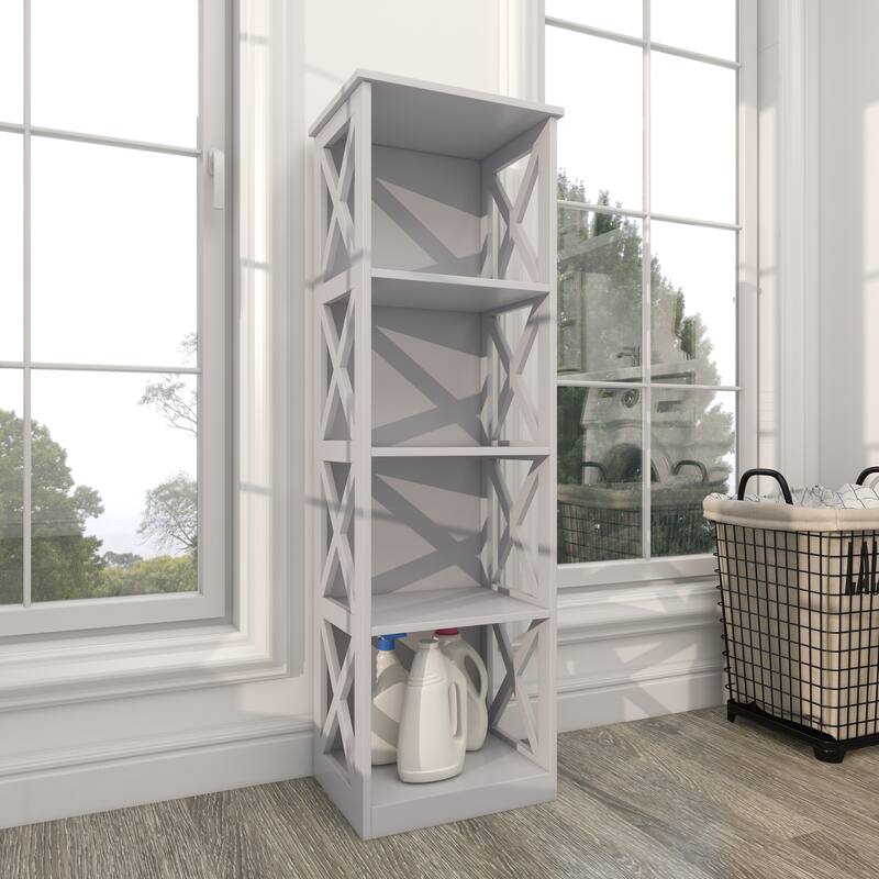 White Wooden 4 Shelves Shelving Unit