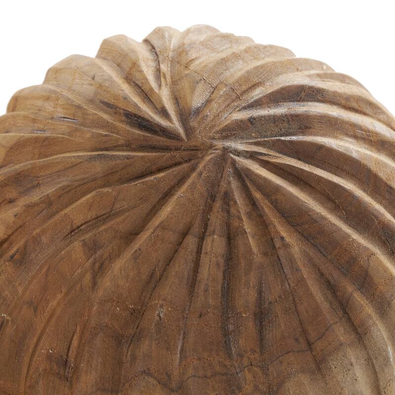 Teak Wood Handmade Carved Orbs & Vase Filler with Ridges - Set of 3 Brown or Black - Roche River Decor