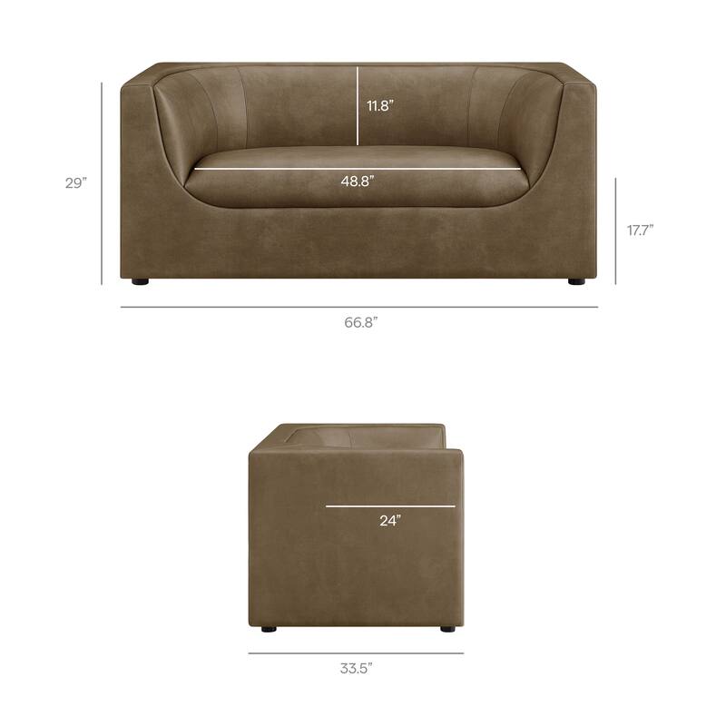 Hilda 67" Curved Back Vegan Leather Loveseat