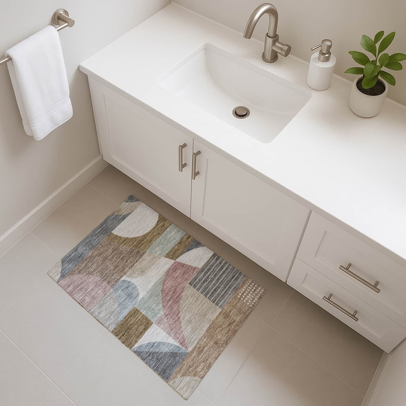 Premium Washable Super Soft Abstract Geo Mayfield Rug - Mocha - 1'8" x 2'6"