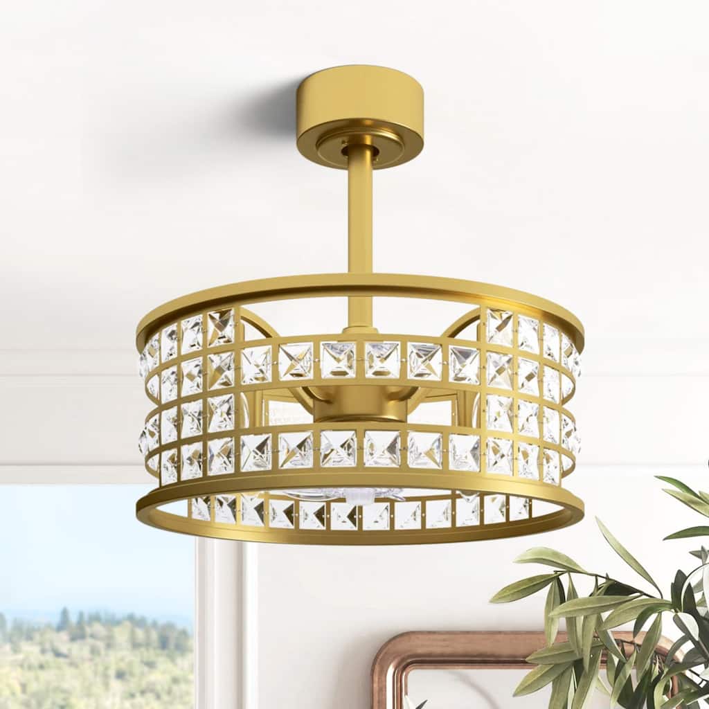 GetLedel 18-in Crystal Chandelier Ceiling Fan with Remote and Light - 18"