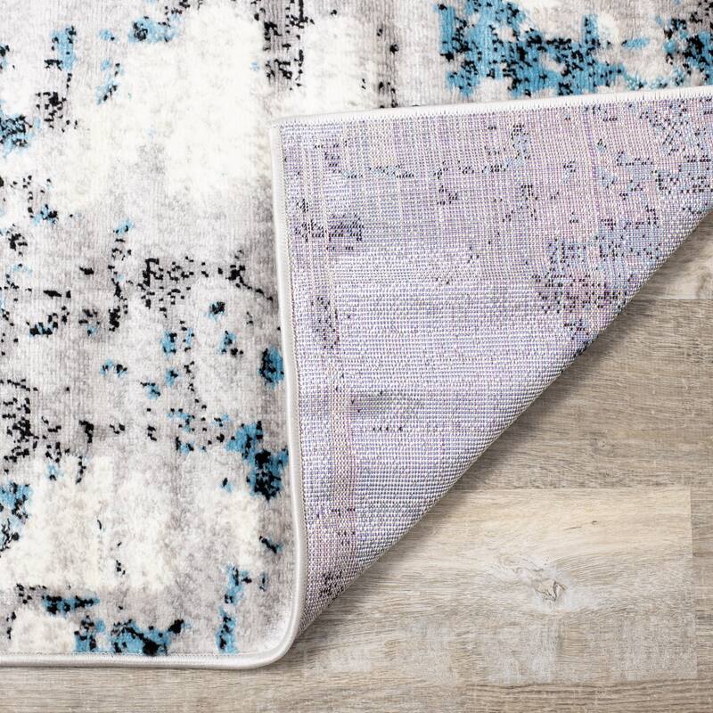 Madrid Collection - Grey Distressed Blue Spackle Rug