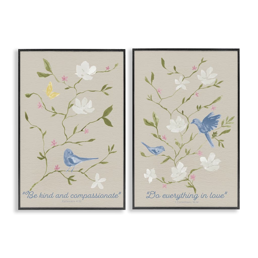 Stupell Floral Comforting Proverbs Framed Giclee Art Design By Lucille Price (Set of 2)