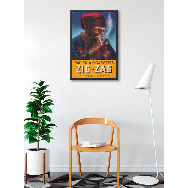 Zig Zag - Papier A Cigarettes Vintage Advertisement Framed Art Poster - 24 x 36 Inch